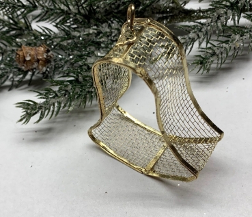 Dekoanhänger aus Metall-Gitter, Glocke gold